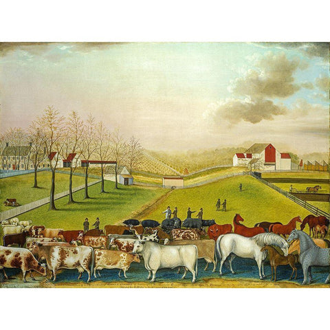 The Cornell Farm Black Modern Wood Framed Art Print by Hicks, Edward