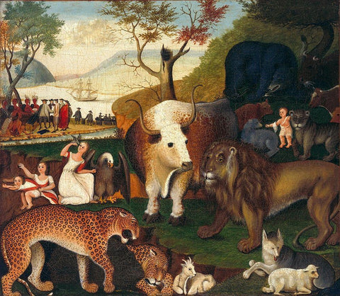 The Peaceable Kingdom  IV Black Ornate Wood Framed Art Print with Double Matting by Hicks, Edward