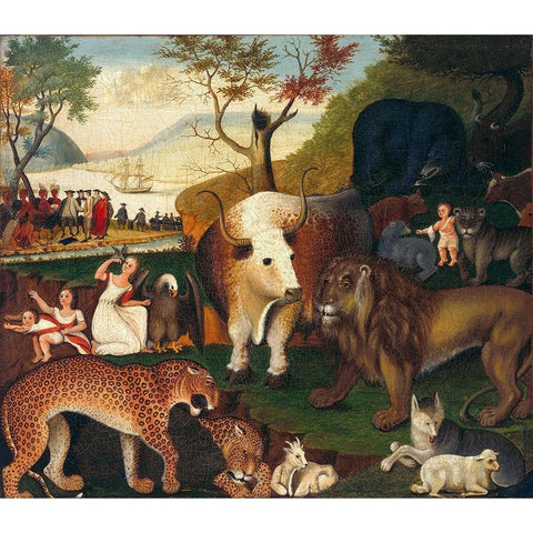 The Peaceable Kingdom  IV Black Modern Wood Framed Art Print with Double Matting by Hicks, Edward