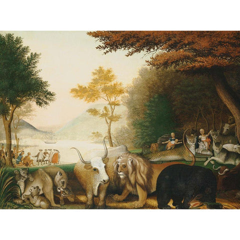 The Peaceable Kingdom  V Black Modern Wood Framed Art Print with Double Matting by Hicks, Edward