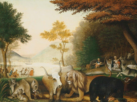 The Peaceable Kingdom  V White Modern Wood Framed Art Print with Double Matting by Hicks, Edward