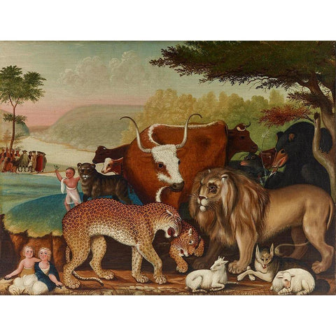 The Peaceable Kingdom  VI Black Modern Wood Framed Art Print with Double Matting by Hicks, Edward