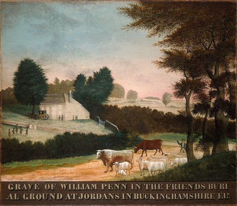 The Grave of William Penn White Modern Wood Framed Art Print with Double Matting by Hicks, Edward