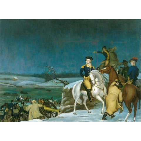 Washington at the Delaware Black Modern Wood Framed Art Print with Double Matting by Hicks, Edward