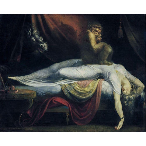 The Nightmare Black Modern Wood Framed Art Print with Double Matting by Fuseli, Henry