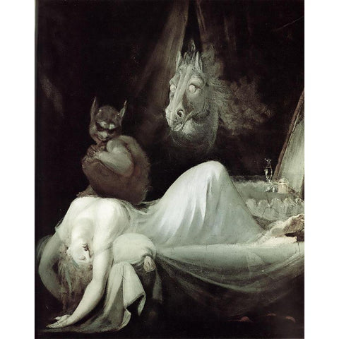 The Nightmare (The Incubus) White Modern Wood Framed Art Print by Fuseli, Henry