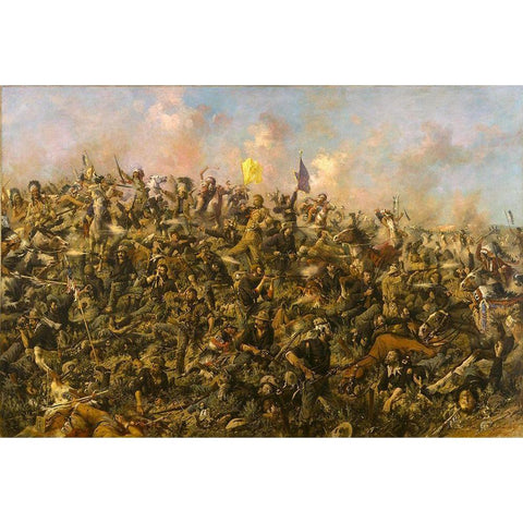Custers Last Stand White Modern Wood Framed Art Print by Edgar Samuel Paxson