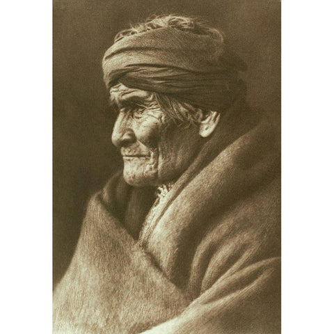 Geronimo, Apache White Modern Wood Framed Art Print by Curtis, Edward S.
