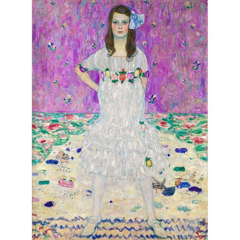 Mada Primavesi White Modern Wood Framed Art Print by Klimt, Gustav