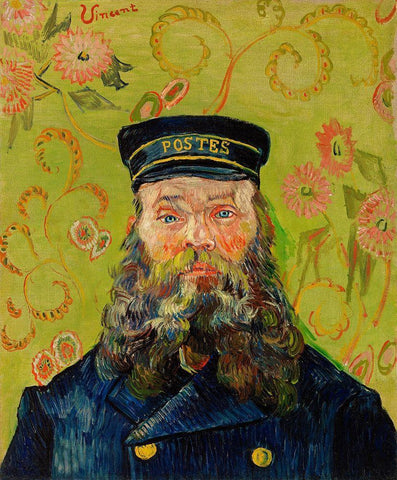 The Postman (Joseph Roulin) (1888) White Modern Wood Framed Art Print with Double Matting by Van Gogh, Vincent