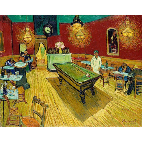 Le cafe de nuit (The Night Cafe) (1888) Gold Ornate Wood Framed Art Print with Double Matting by Van Gogh, Vincent