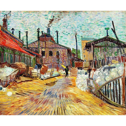 The Factory (1887) Black Modern Wood Framed Art Print with Double Matting by Van Gogh, Vincent