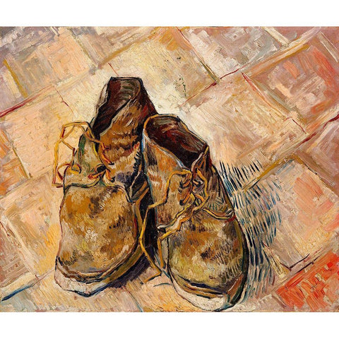 Shoes (1888) Black Modern Wood Framed Art Print with Double Matting by Van Gogh, Vincent