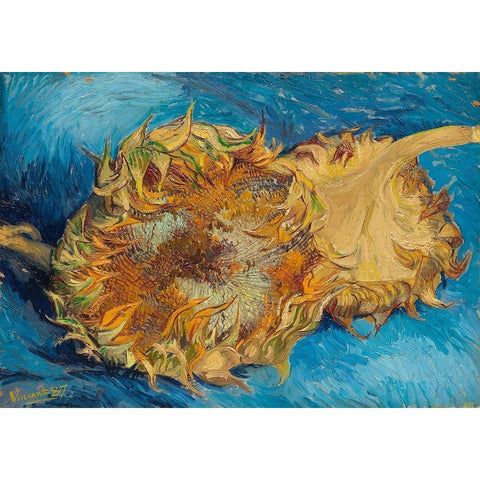 Sunflowers (1887) Gold Ornate Wood Framed Art Print with Double Matting by Van Gogh, Vincent