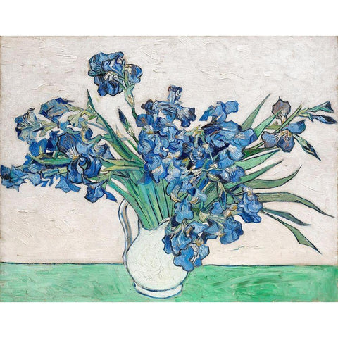 Irises (1890) Gold Ornate Wood Framed Art Print with Double Matting by Van Gogh, Vincent