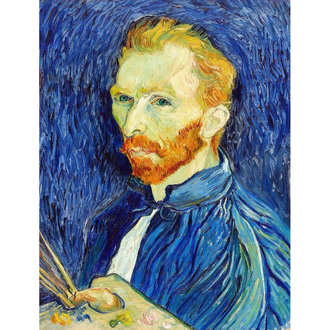 Self-Portrait (1889) Black Modern Wood Framed Art Print with Double Matting by Van Gogh, Vincent