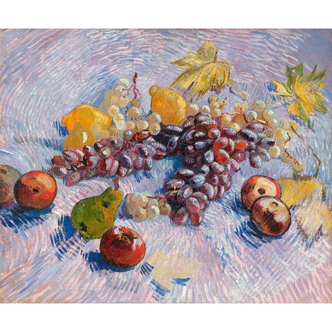 Grapes, Lemons, Pears, and Apples (1887) Black Modern Wood Framed Art Print with Double Matting by Van Gogh, Vincent