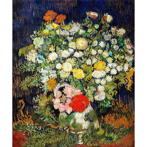 Bouquet of Flowers in a Vase (1890)Â  Black Modern Wood Framed Art Print with Double Matting by Van Gogh, Vincent