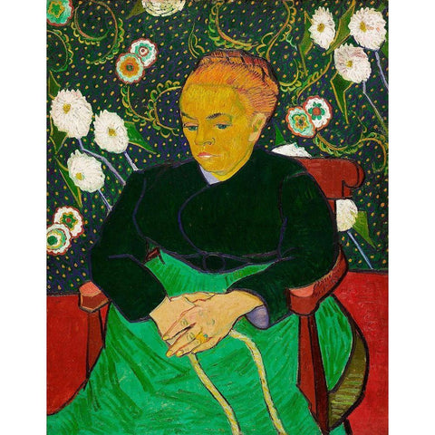 The Berceuse, Woman Rocking a Cradle (1889) Black Modern Wood Framed Art Print with Double Matting by Van Gogh, Vincent