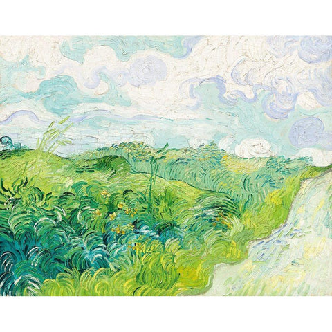 Green Wheat Fields, Auvers (1890)Â  Black Modern Wood Framed Art Print with Double Matting by Van Gogh, Vincent