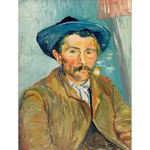 The Smoker (Le Fumeur) (1888) White Modern Wood Framed Art Print by Van Gogh, Vincent