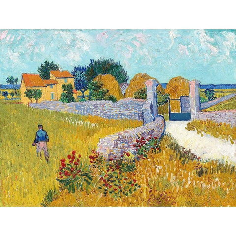 Farmhouse in Provence (1888) Black Modern Wood Framed Art Print with Double Matting by Van Gogh, Vincent