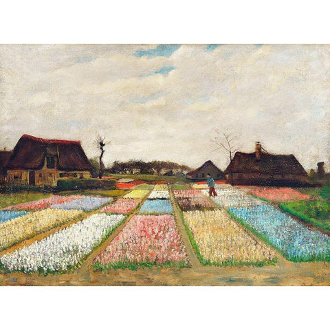 Flower Beds in Holland (1883) Gold Ornate Wood Framed Art Print with Double Matting by Van Gogh, Vincent