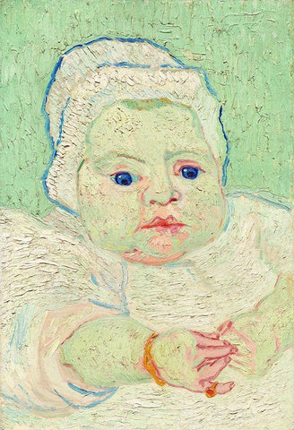 Roulins Baby (1888) White Modern Wood Framed Art Print with Double Matting by Van Gogh, Vincent