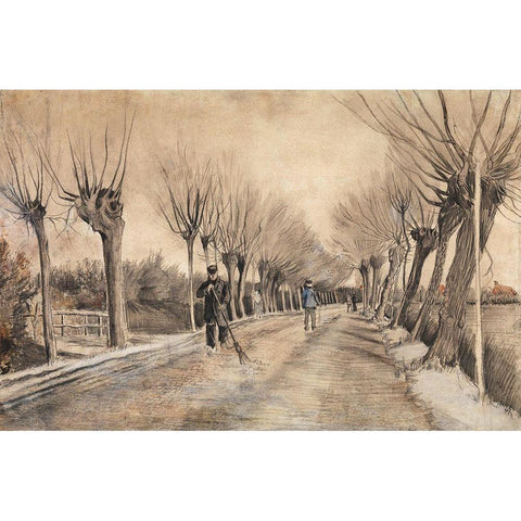 Road in Etten (1881) Gold Ornate Wood Framed Art Print with Double Matting by Van Gogh, Vincent