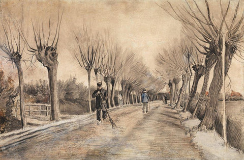 Road in Etten (1881) Black Ornate Wood Framed Art Print with Double Matting by Van Gogh, Vincent