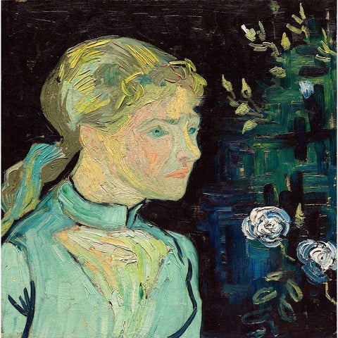 Adeline Ravoux (1890) Black Modern Wood Framed Art Print with Double Matting by Van Gogh, Vincent