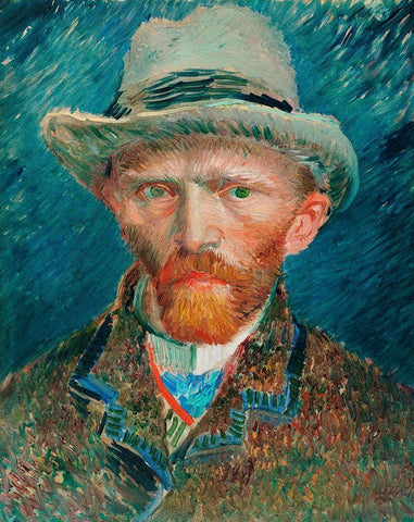 Self-portrait (1887) White Modern Wood Framed Art Print with Double Matting by Van Gogh, Vincent