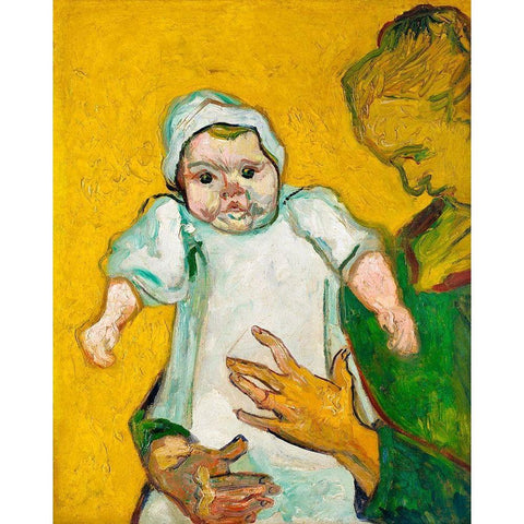 Madame Roulin and Her Baby (1888) White Modern Wood Framed Art Print by Van Gogh, Vincent