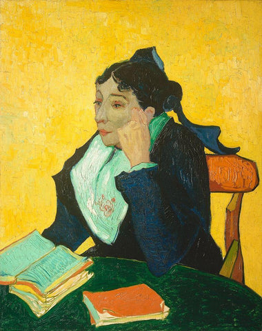 Madame Joseph-Michel Ginoux (1888â€“1889) Black Ornate Wood Framed Art Print with Double Matting by Van Gogh, Vincent