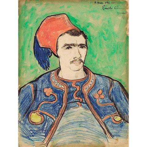 The Zouave (1888) Black Modern Wood Framed Art Print with Double Matting by Van Gogh, Vincent