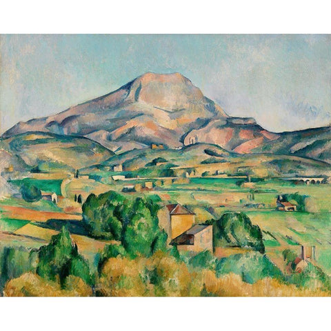 Mont Sainte-Victoire (La Montagne Sainte-Victoire) Gold Ornate Wood Framed Art Print with Double Matting by Cezanne, Paul