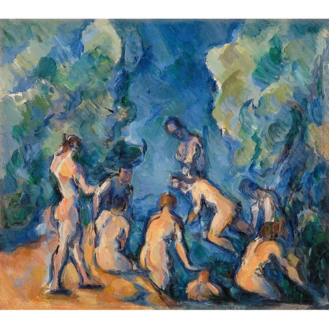 Bathers Black Modern Wood Framed Art Print with Double Matting by Cezanne, Paul