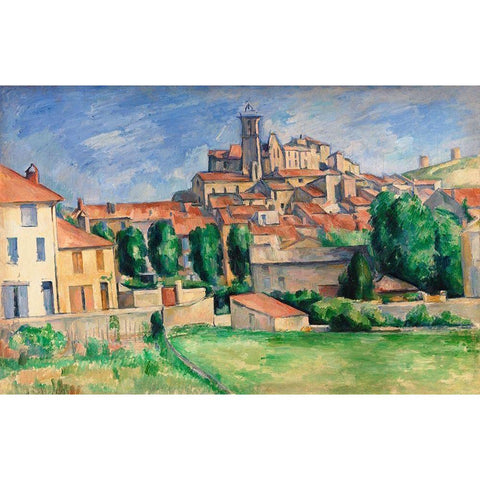 Gardanne Black Modern Wood Framed Art Print with Double Matting by Cezanne, Paul