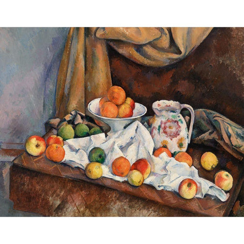 Still Life Gold Ornate Wood Framed Art Print with Double Matting by Cezanne, Paul