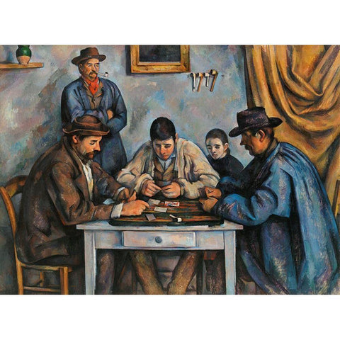 The Card Players White Modern Wood Framed Art Print by Cezanne, Paul