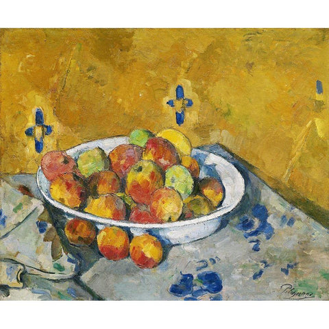 The Plate of Apples White Modern Wood Framed Art Print by Cezanne, Paul