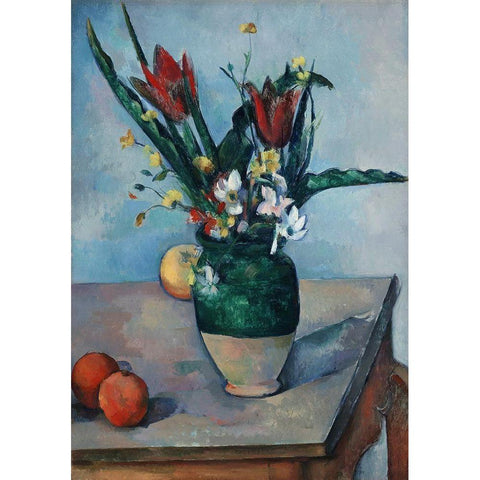 The Vase of Tulips Gold Ornate Wood Framed Art Print with Double Matting by Cezanne, Paul