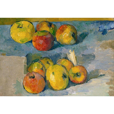 Apples White Modern Wood Framed Art Print by Cezanne, Paul