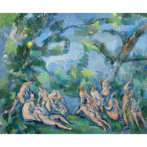 The Bathers Black Modern Wood Framed Art Print with Double Matting by Cezanne, Paul