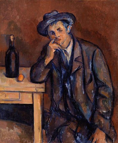 The Drinker White Modern Wood Framed Art Print with Double Matting by Cezanne, Paul