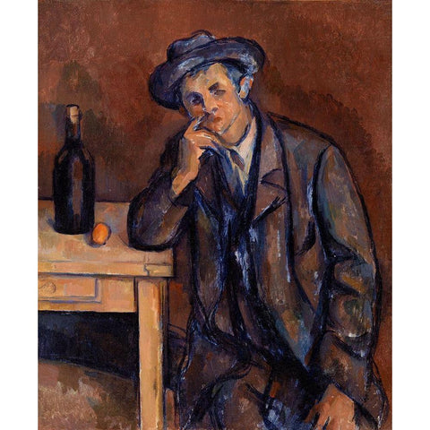 The Drinker Gold Ornate Wood Framed Art Print with Double Matting by Cezanne, Paul