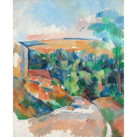 The Bend in the Road White Modern Wood Framed Art Print by Cezanne, Paul