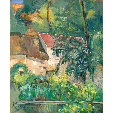 House of PÃ¨re Lacroix White Modern Wood Framed Art Print by Cezanne, Paul