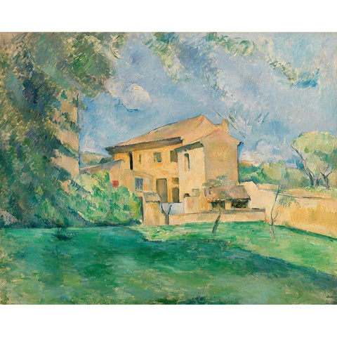 The Farm at the Jas de Bouffan White Modern Wood Framed Art Print by Cezanne, Paul