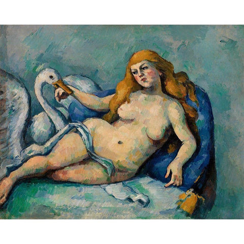 Leda and the Swan White Modern Wood Framed Art Print by Cezanne, Paul